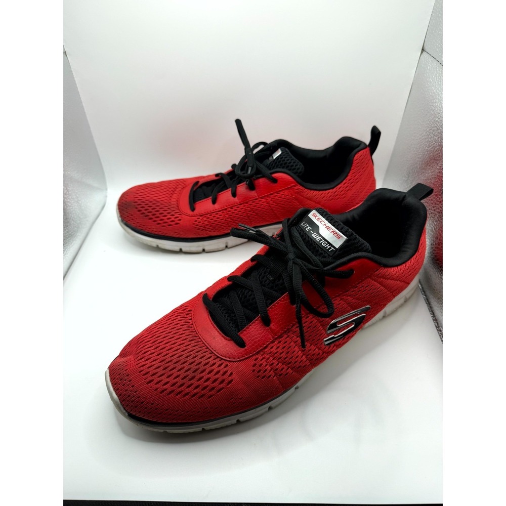 Skechers Track Moulton 232081‎ Mens 14 Sneaker Red Black Low Top Training Shoes
